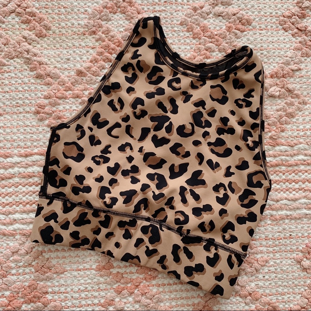 Brown Cheetah Print IVL Collective Into The Wild High Neck Sports Bra 2